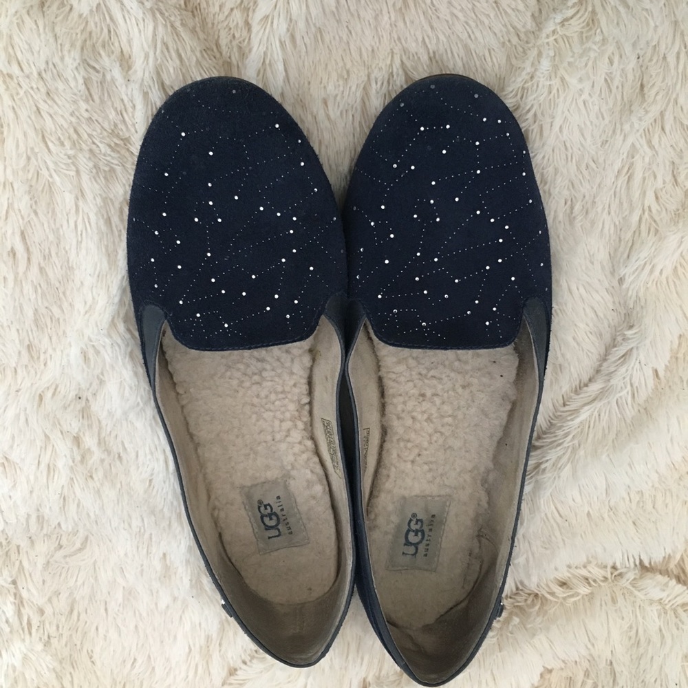 Constellation navy blue and silver Ugg shoes.